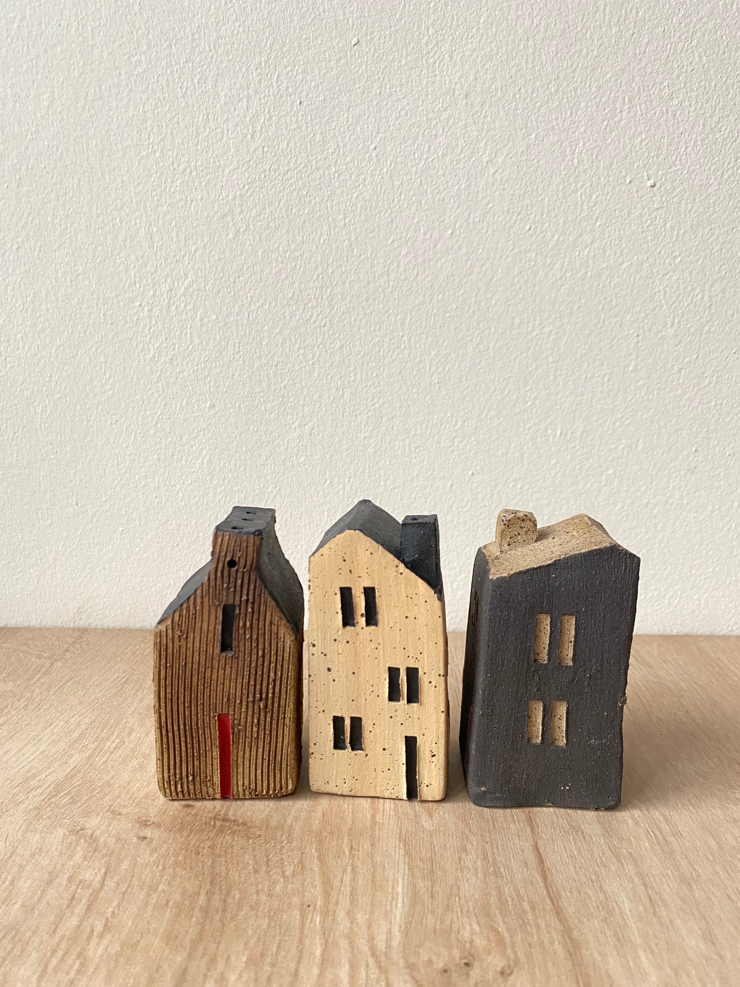 Casitas (Set de 3)- Natural, Celeste y Verde