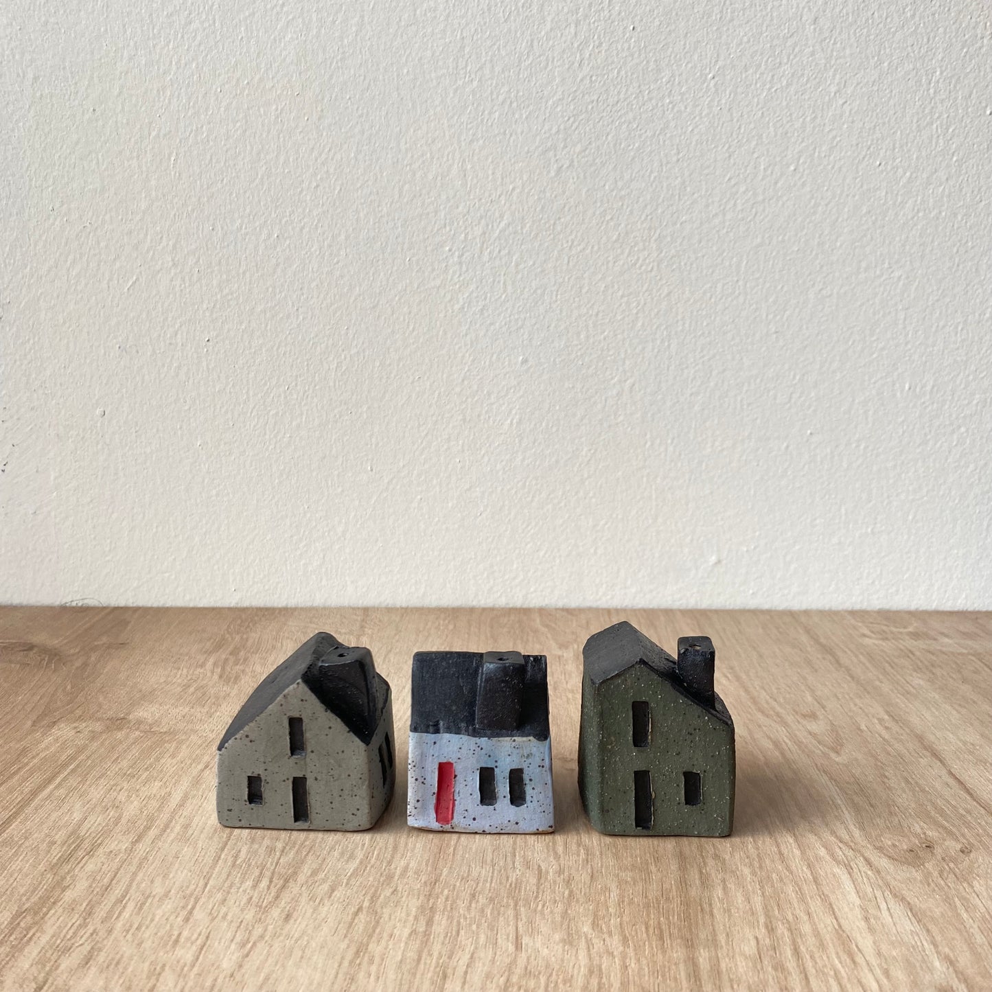 Mini Casitas (Set de 3). Gris, Verde y Celeste