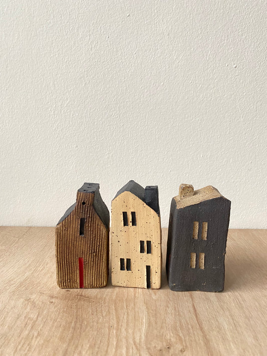 Casitas (Set de 3)- Natural, Celeste y Verde