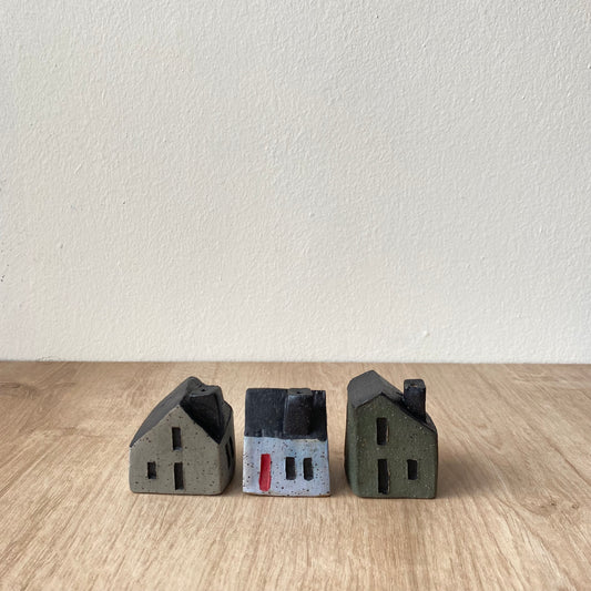 Mini Casitas (Set de 3). Gris, Verde y Celeste