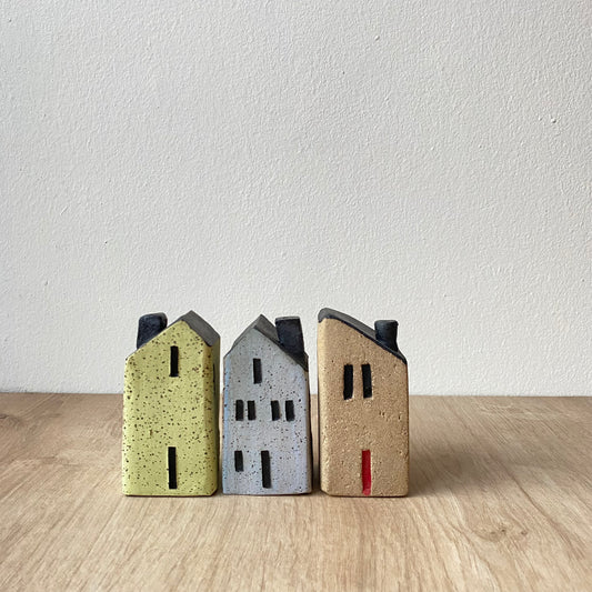 Casitas (Set de 3)- Celeste, Verde y Natural