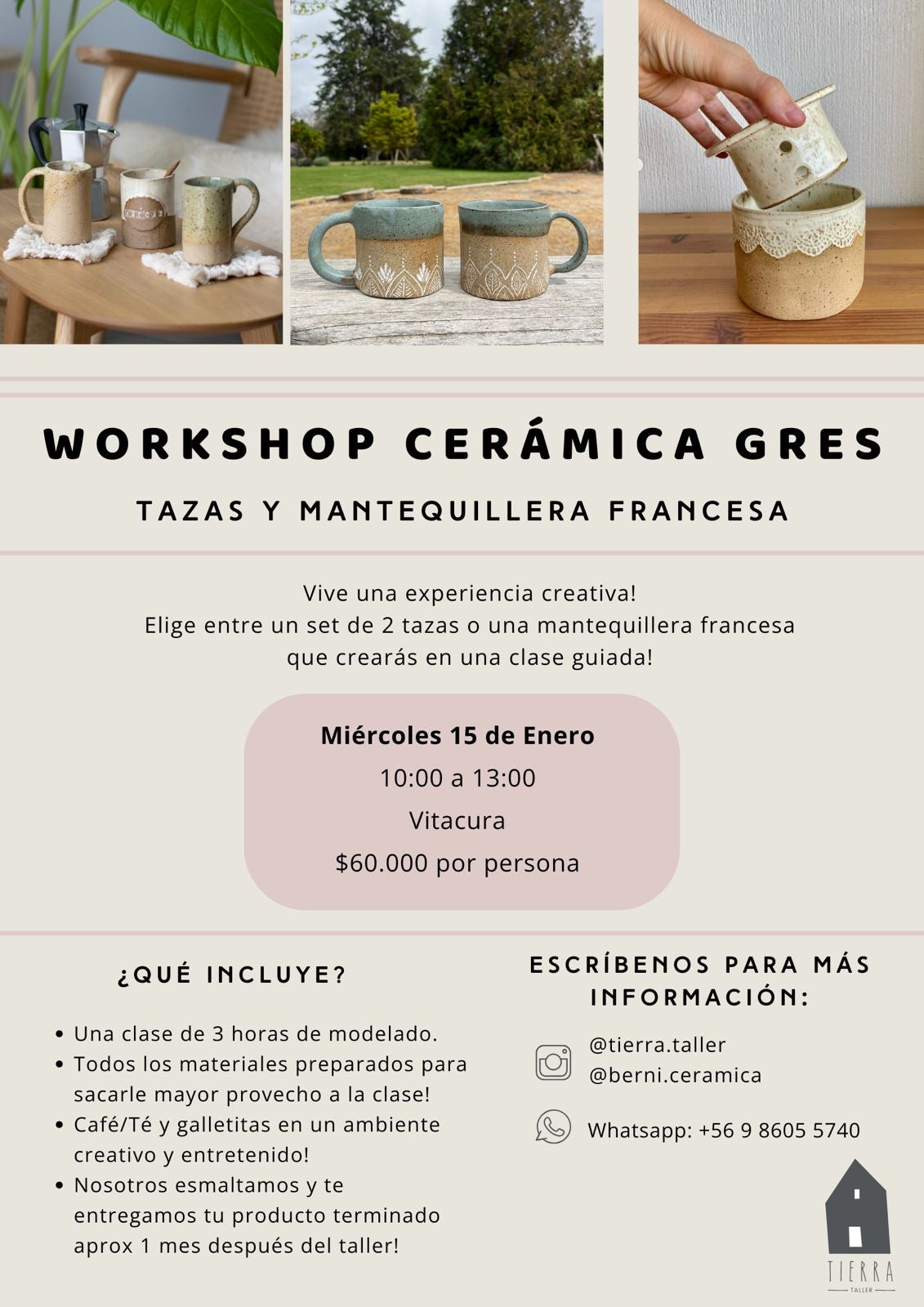 Workshop Mantequillera Francesa / Tazas 15 de Enero