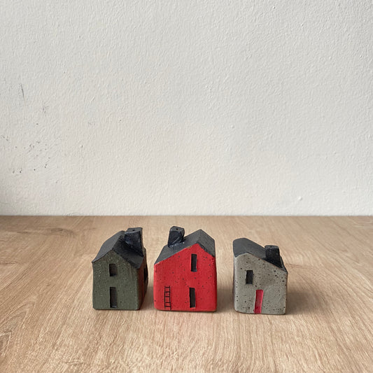 Mini Casitas (Set de 3). Roja, Verde y Gris