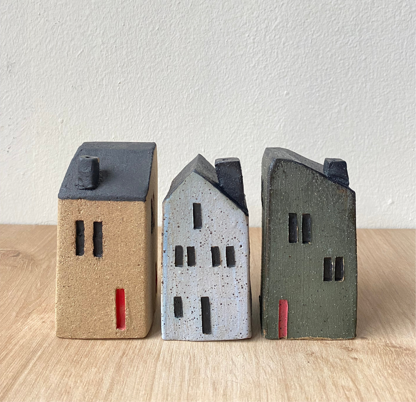 Casitas (Set de 3)- Natural, Celeste y Verde