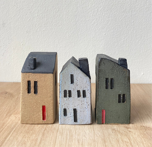 Casitas (Set de 3)- Natural, Celeste y Verde