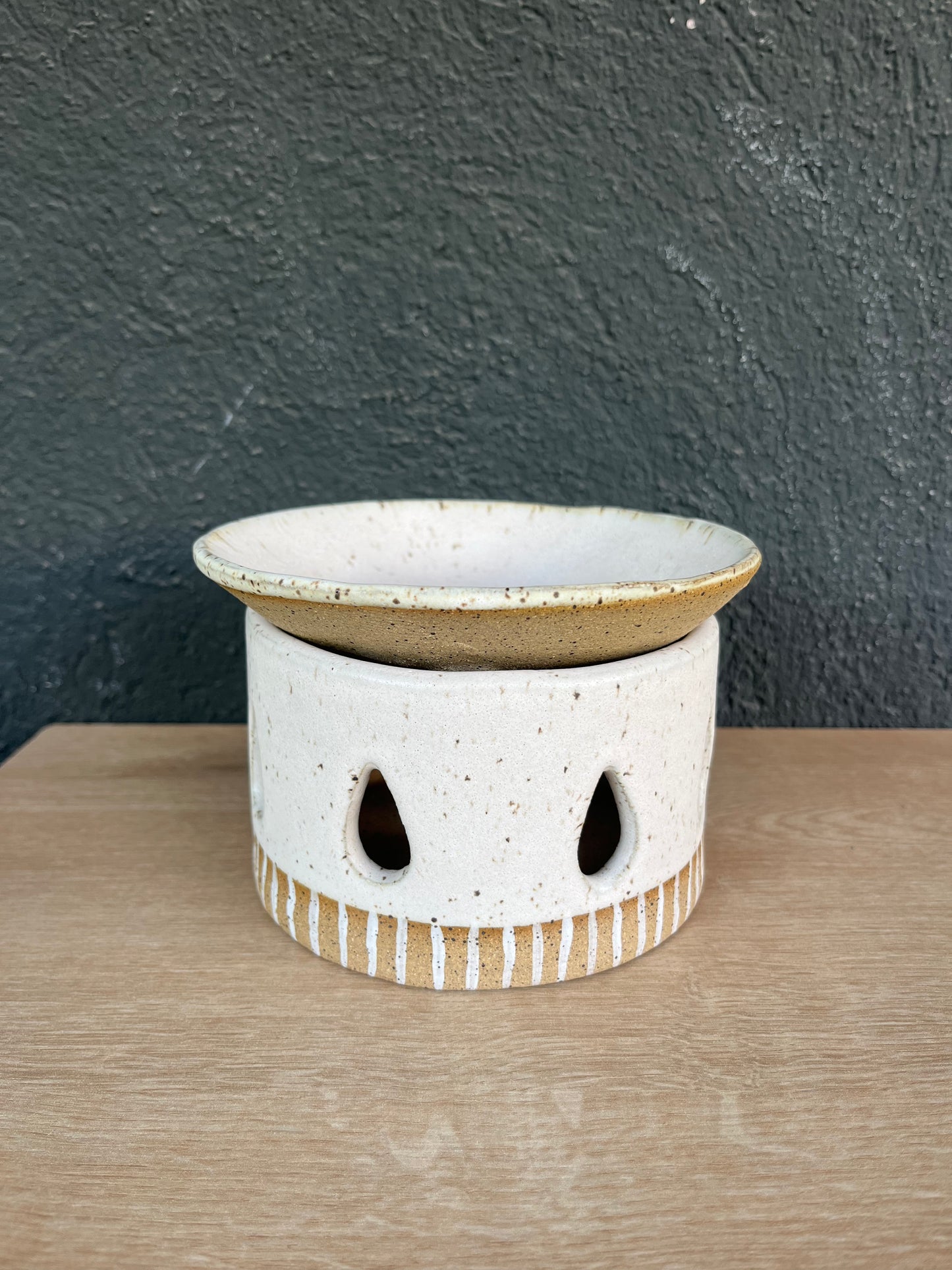 Fondue /Hornito para queso y chocolate- Blanco con lineas